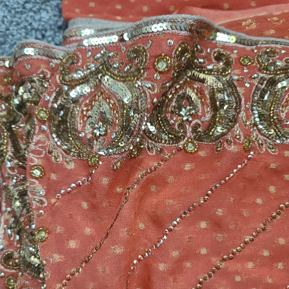Peach Embroidered Saree